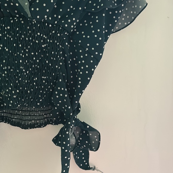 Dark Green Polka Dot Top - Picture 4 of 5